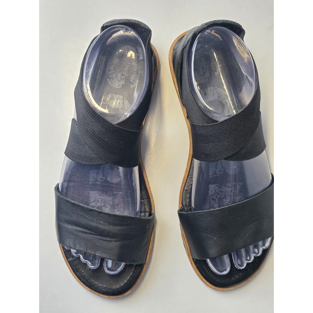 Sorel Ella II Women's Sandals Size 7 Black Leather Ankle Strap Shoes 1787541010 - Picture 2 of 12